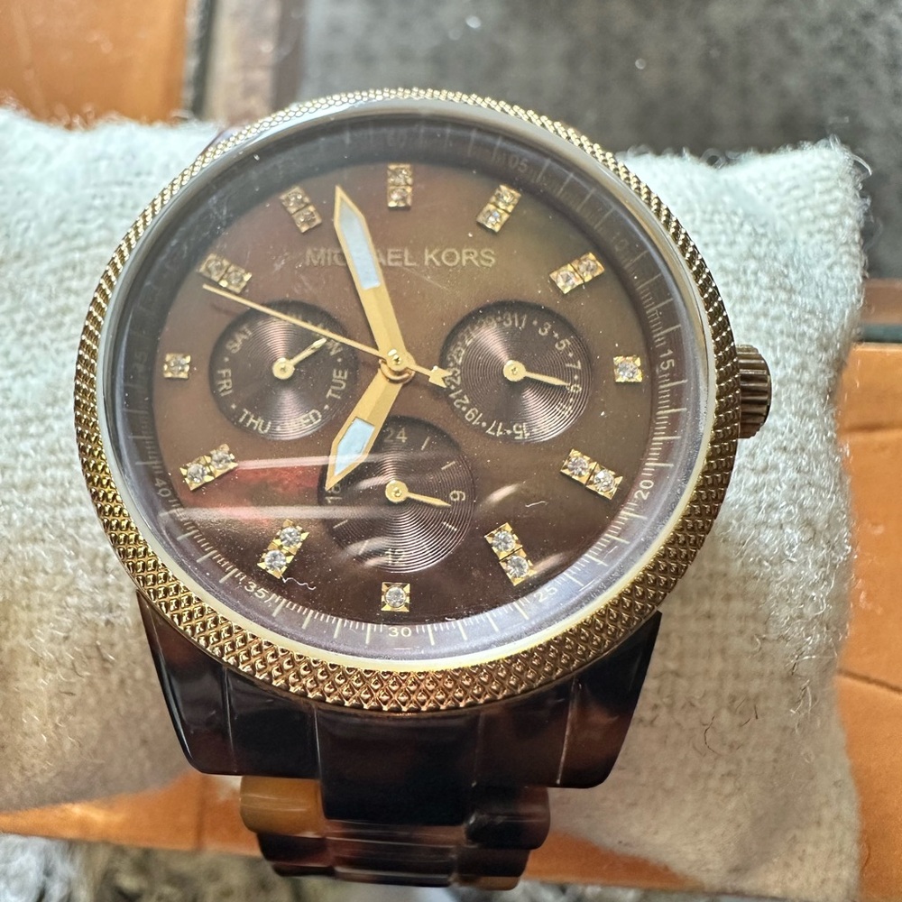 Michael Kors Gold and Brown Chronograph Watch